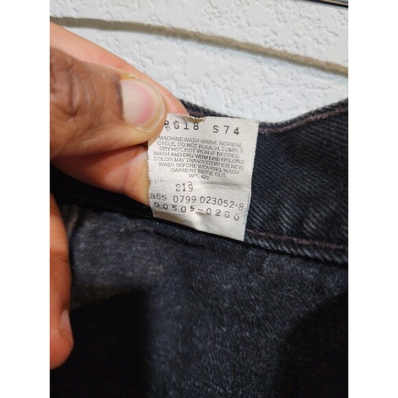 Levi’s 505 Jeans Men’s 36x36 Black Regular Fit Straight Leg Vintage - Picture 6 of 10